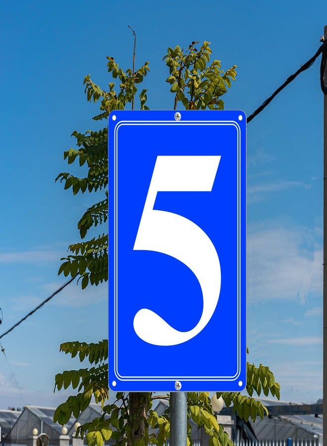 i-CowFun Premium Aluminum Number Signs 5, Metal 12" X 8" Blue Numbered Signs Outdoor for Parking Lots, Floor, Dock, Court, Aisle, Field, High Visibility, No Fade, Weather-resistant - Image 5